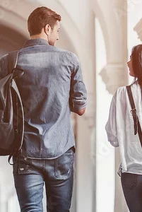 students walking